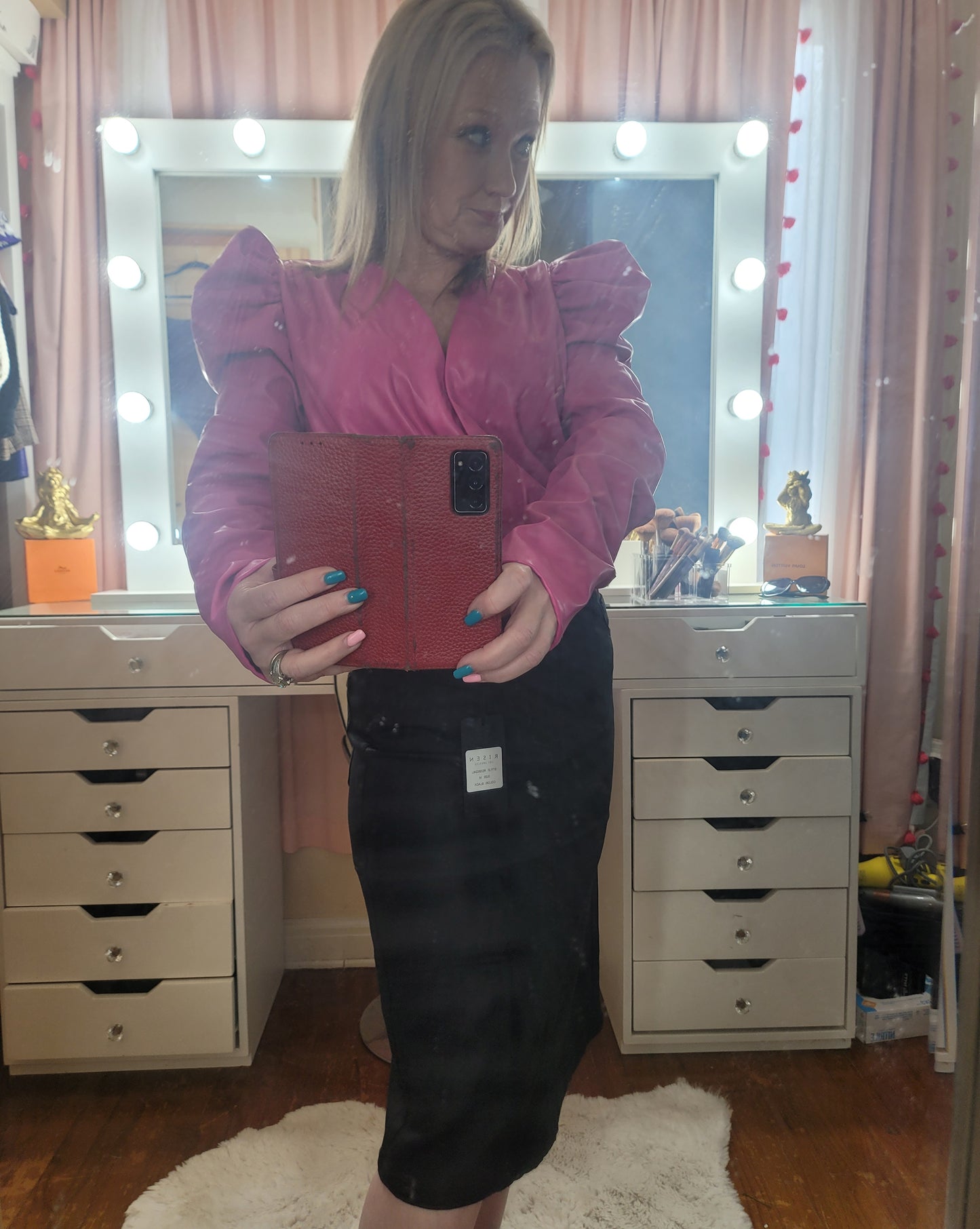 We Wear Pink Leatherish Bodysuit