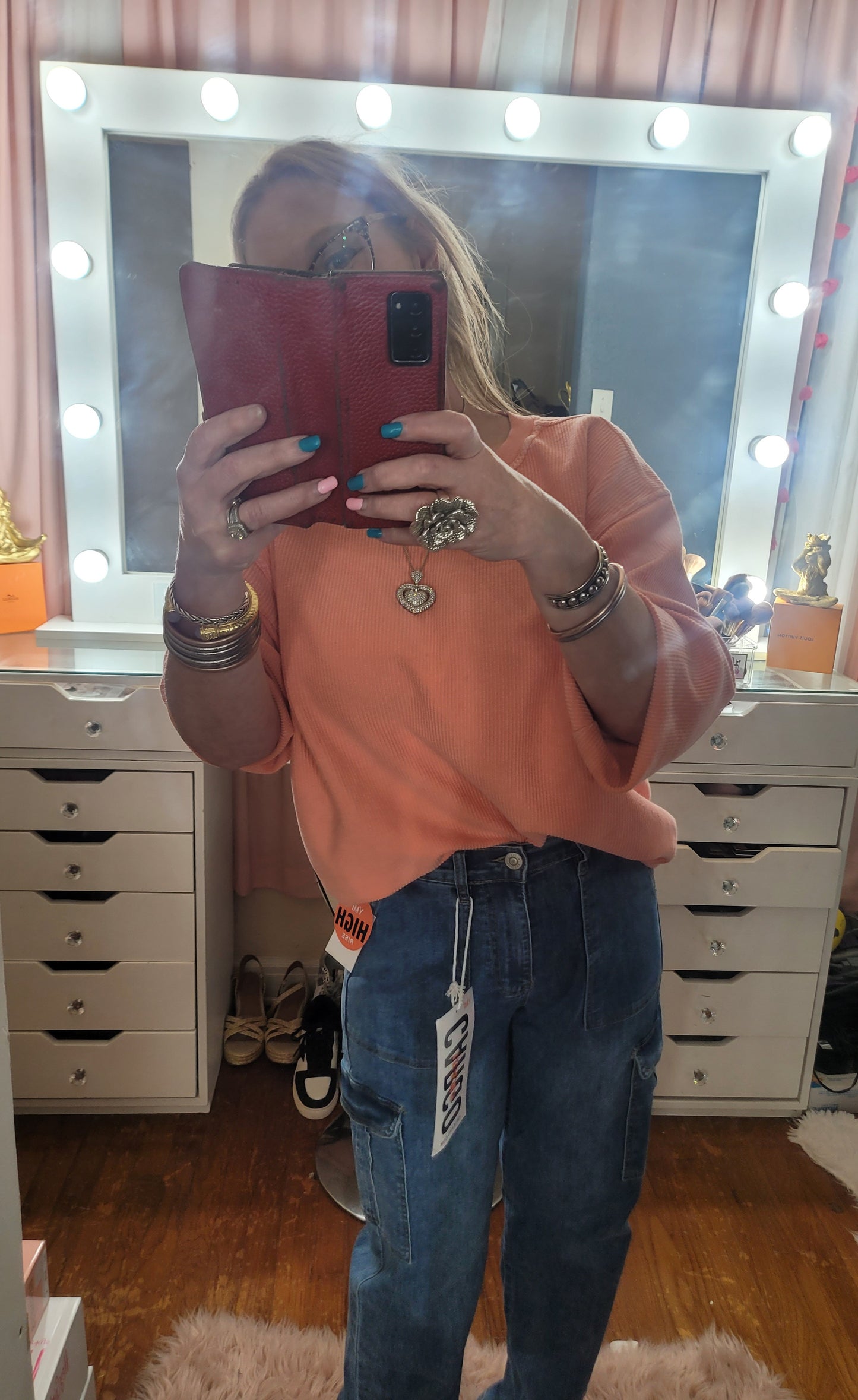 High Rise Straight Leg Cargo Jean