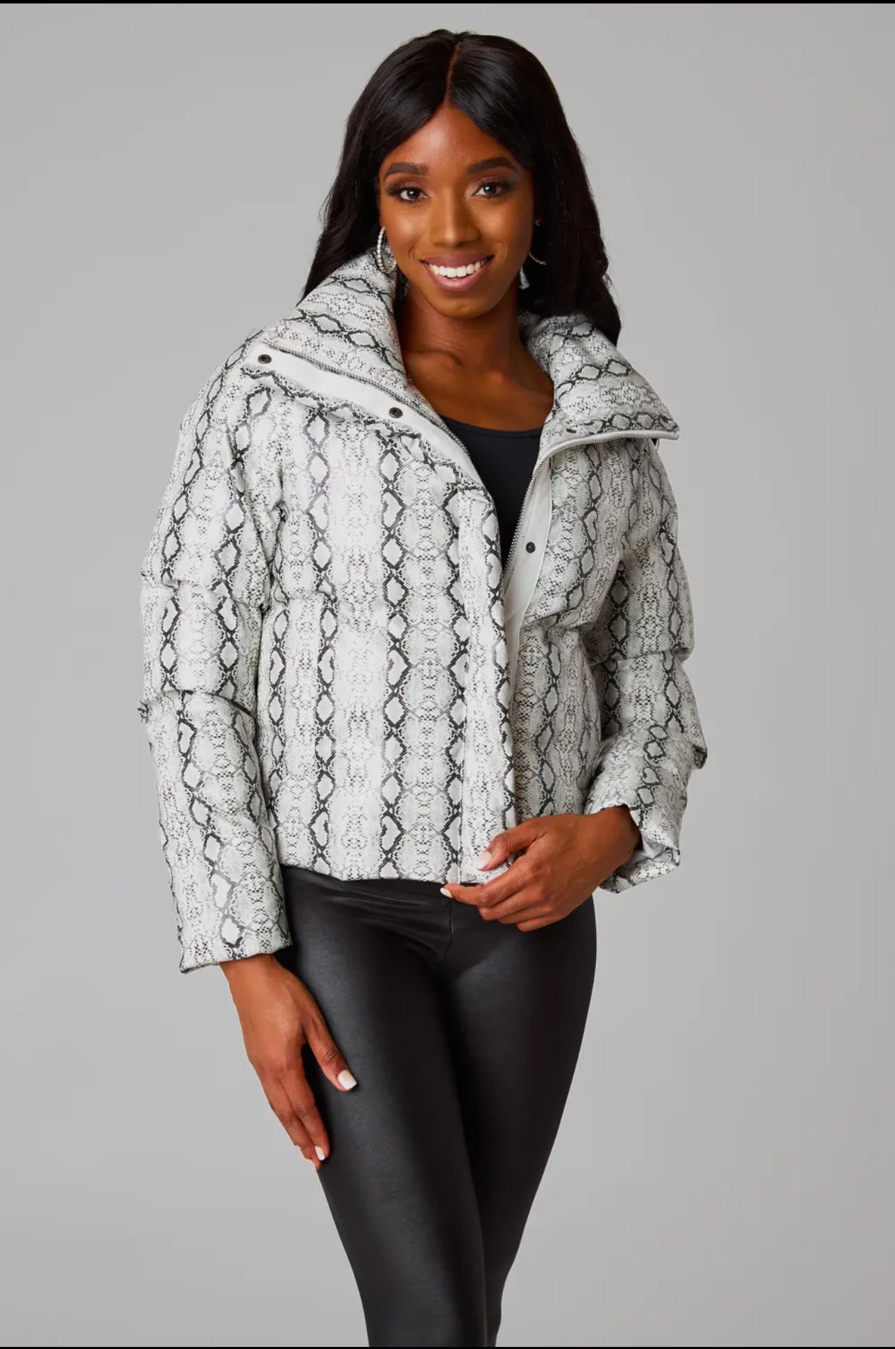 White Hot Snake Puffer Jacket
