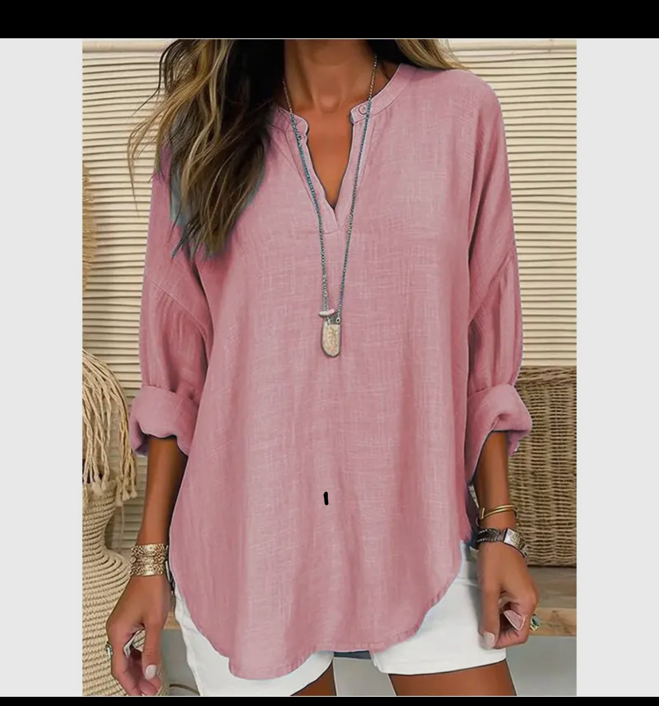 Perfectly Pink Linen Blouse Top