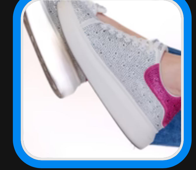Silver and Pink Tennis Shoes