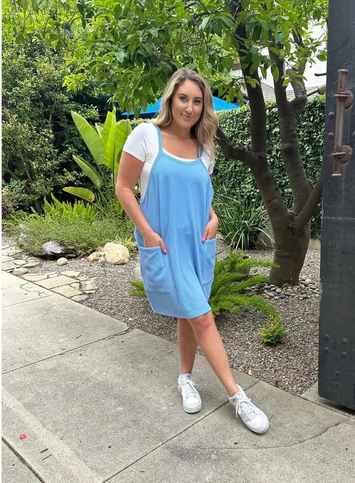 Sky Blue Ribbed darling dress