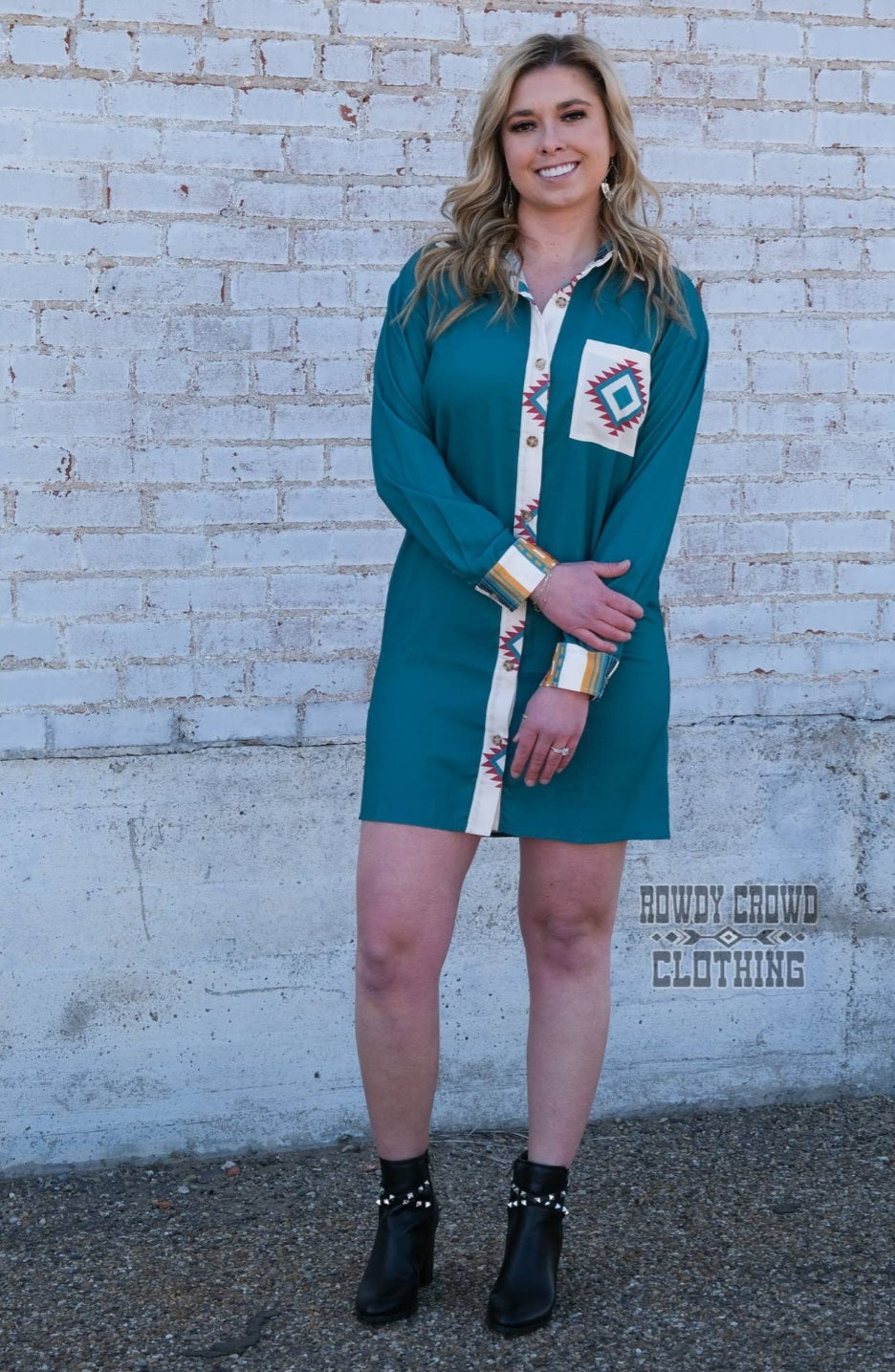 Aztec It Out Turquoise Dress/Duster
