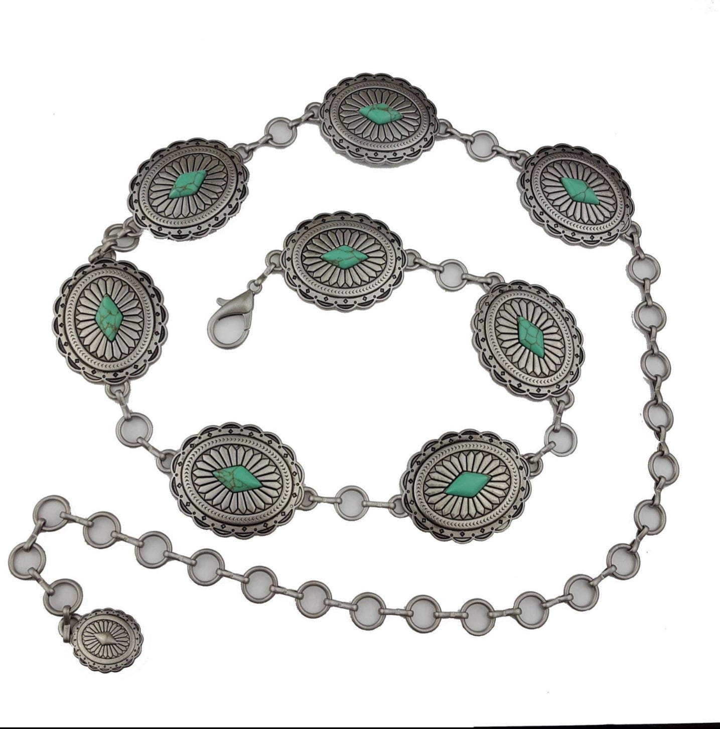 Western Oval Concho Chain Belt