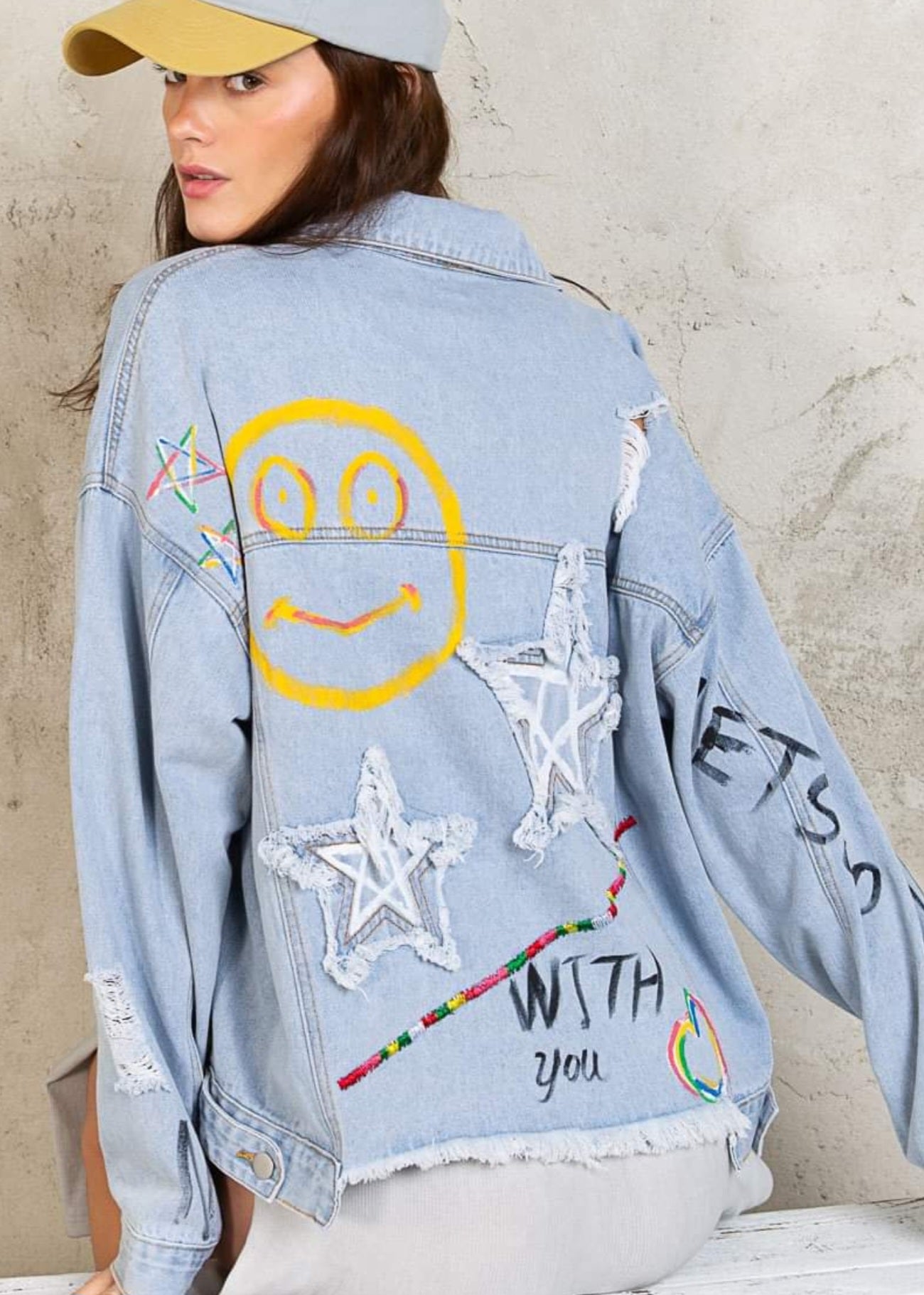 Painted Blue Jean Jacket