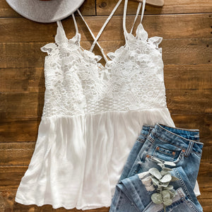White Pretty in Lace tank