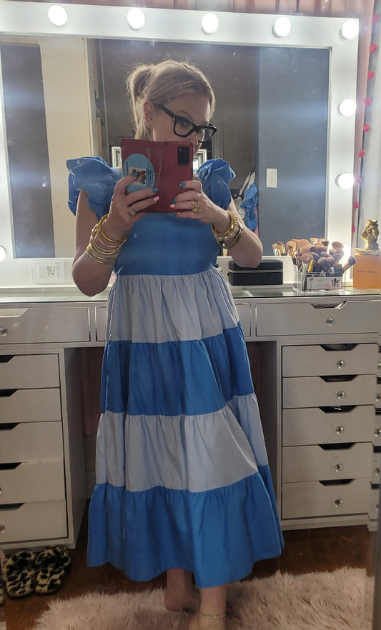 Shades of Blue Color Block Dress