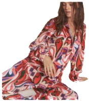 Printed Pleat Fabric Pants Set