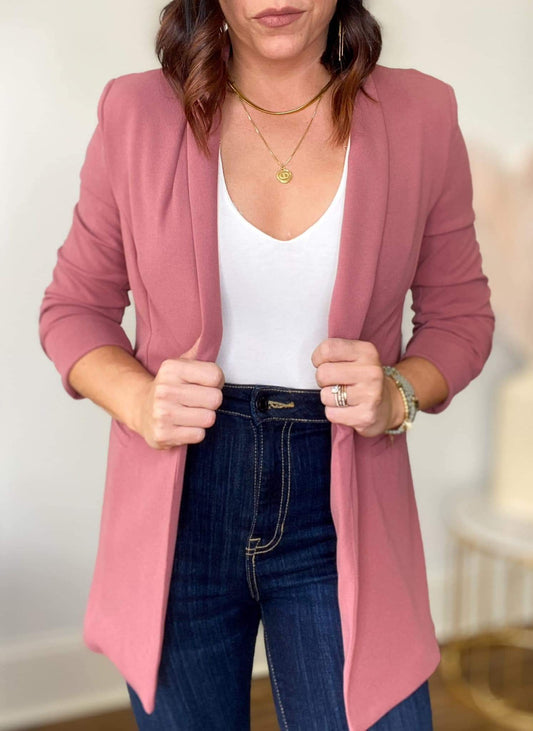 Scrunched Sleeve Blazer Desert Pink