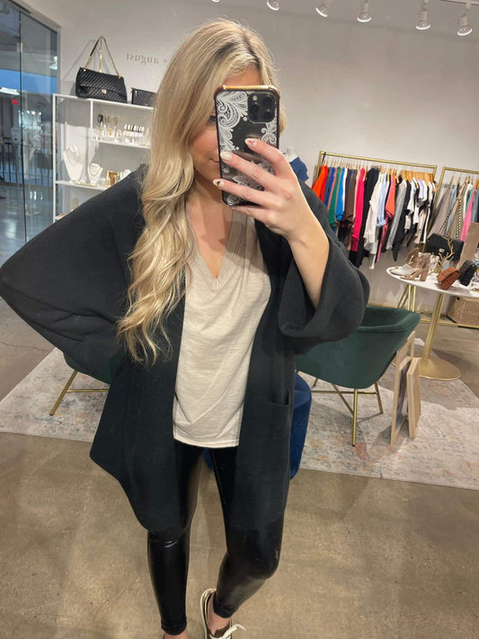 Black Ribbed Cardigan