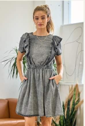 Light WeightDenim Dress with Ruffles