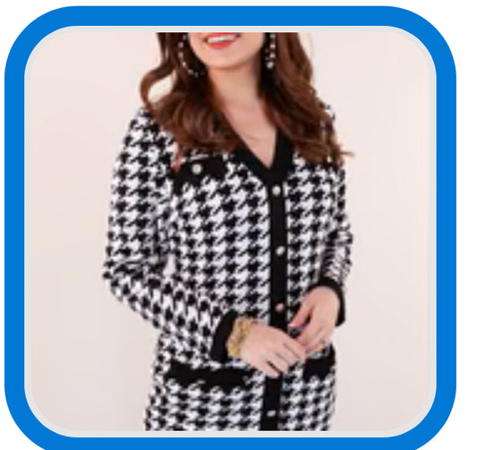 Classy Houndstooth Sweater Dress