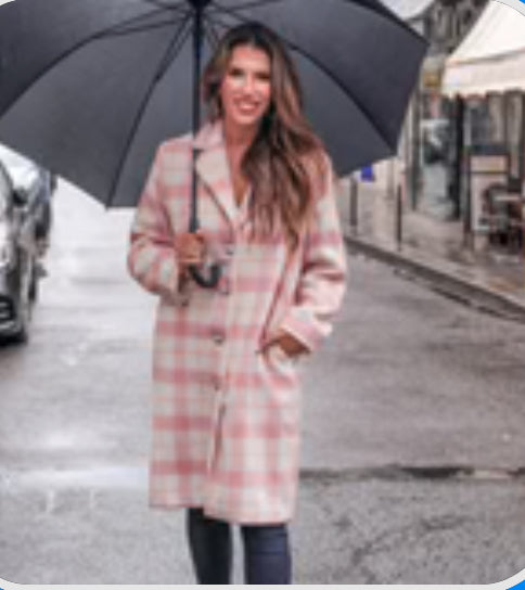 Pink Plaid Overcoat