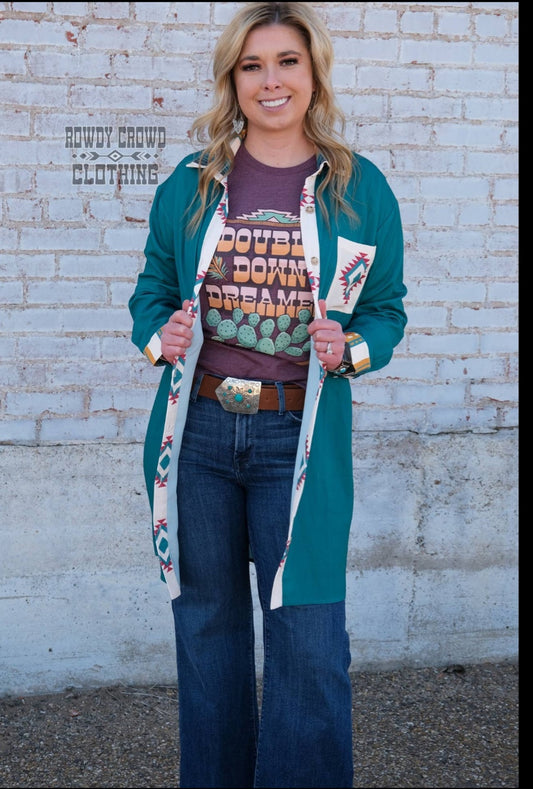Aztec It Out Turquoise Dress/Duster