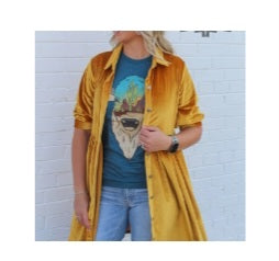 Mustard Velvet Duster