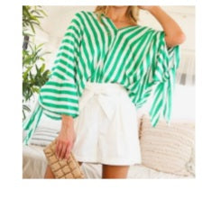 Flowy Stripe Top Green