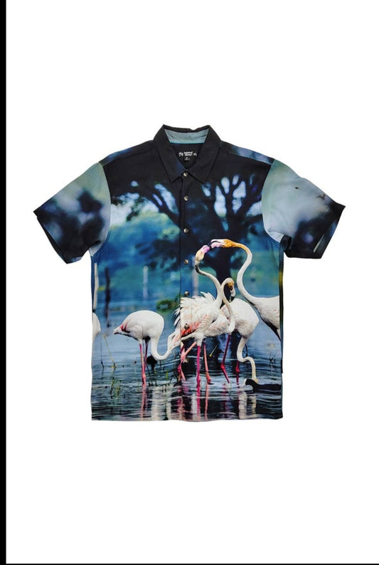 Mens Flamingo Hawaiian Shirt