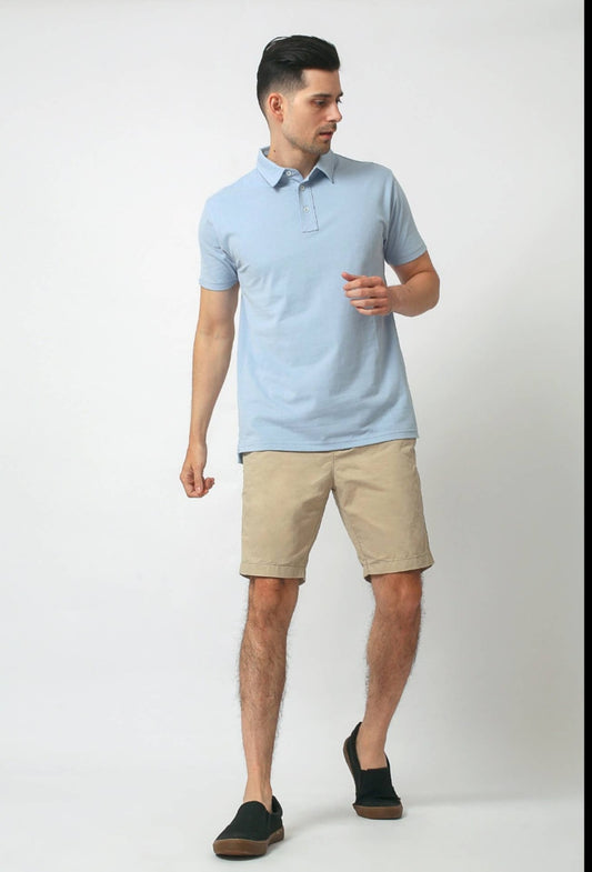 Mens Ice Blue Soft Fit Polo