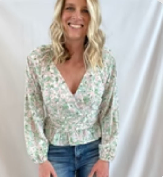 Mint Floral Blouse