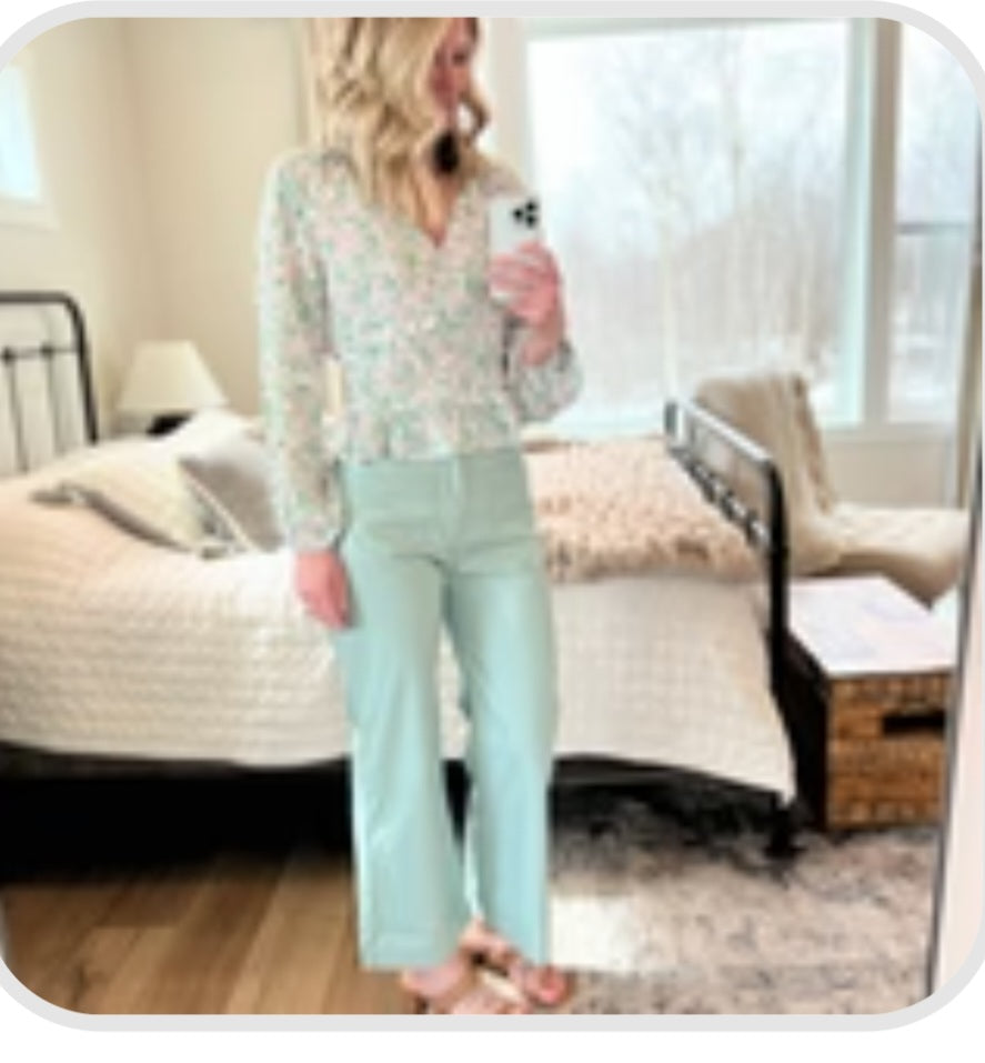 Mint Faux Leather Pants