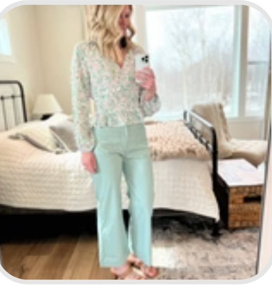 Mint Faux Leather Pants