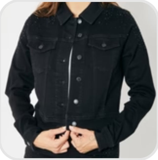 Judy Blue Embellished Black Denim Jacket