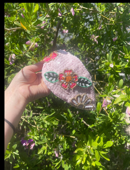 Pink Floral Beaded Headband