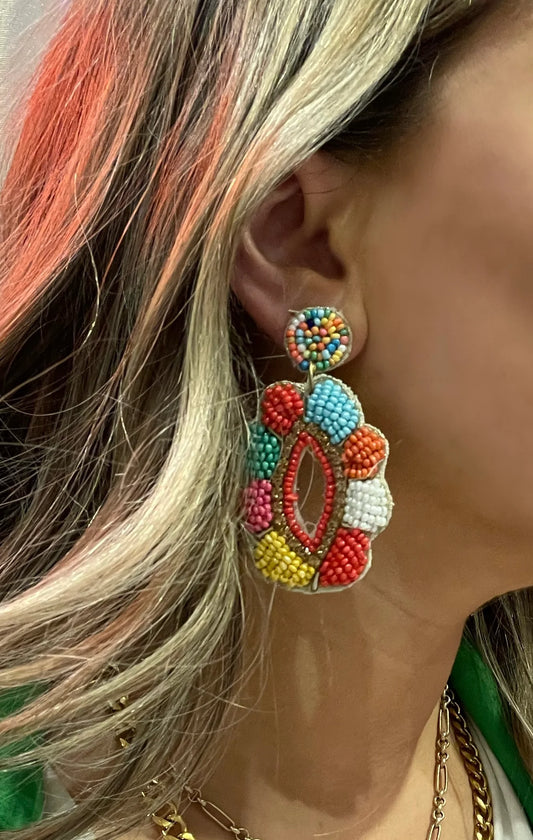 Oval Beaded Earring